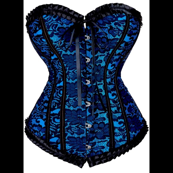 HOST PICK New!! Blue & Black Lace Up Corset - Picture 3 of 8